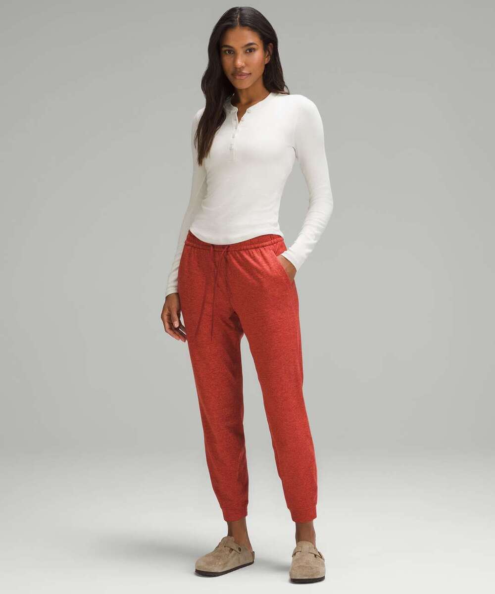 Lululemon Jogger Pants Womens 2 Heather Orange Soft Jersey Classic-Fit Mid-Rise